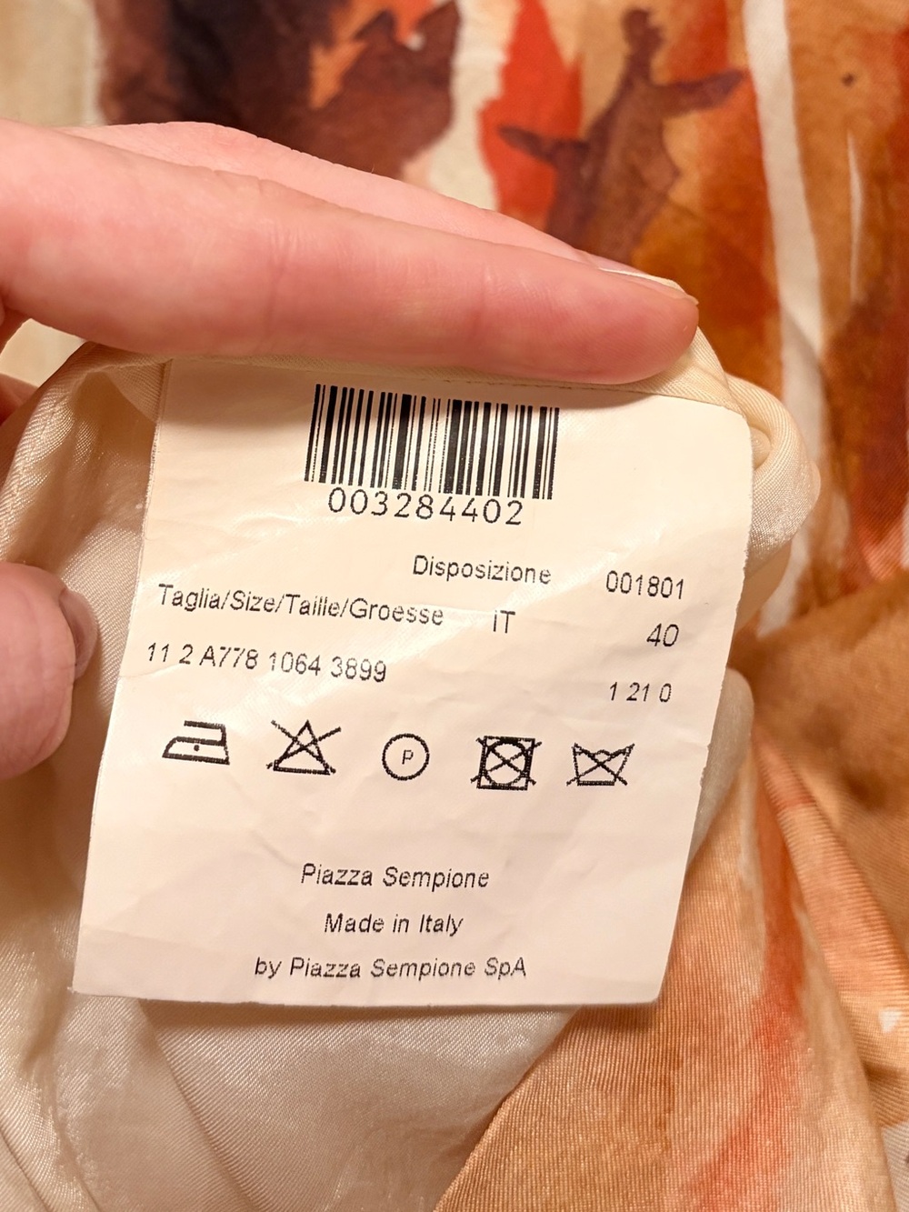 Piazza Sempione Silk Sleeveless Watercolor Mini Dress in Beige, Orange, & Brown - Picture 7 of 9